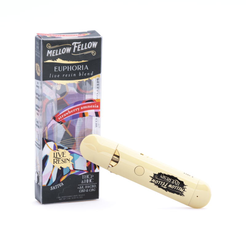 Mellow Fellow carts Picasso’s Euphoria Blend Live Resin Disposable Vape – Strawberry Amnesia Strain